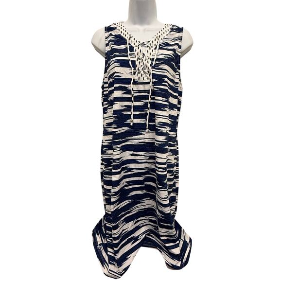 Tommy Bahama Dresses & Skirts - TOMMY BAHAMA WOMENS L sleeveless blue GROMMET knee length white cover up beach